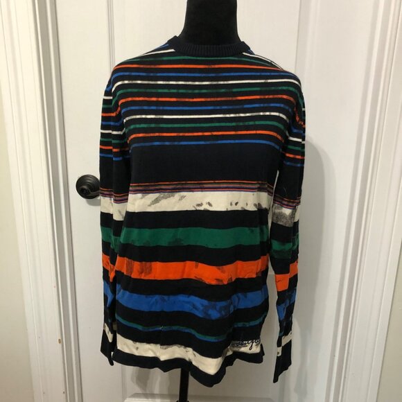 Desigual Men’s Black Striped Long Sleeve Sweater Size Small Slim Fit NWT - Picture 9 of 10